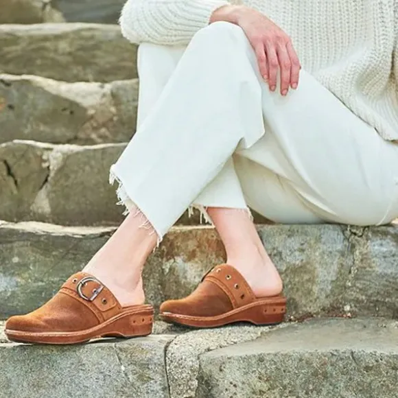 Born Banyan Suede Buckled Strap Suede Leather Clogs