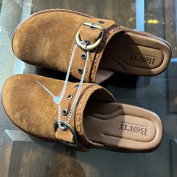 Born Banyan Suede Buckled Strap Suede Leather Clogs