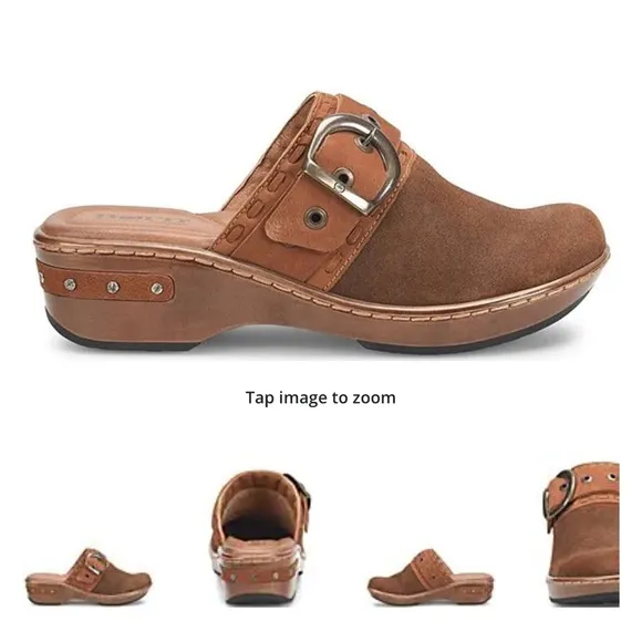 Born Banyan Suede Buckled Strap Suede Leather Clogs