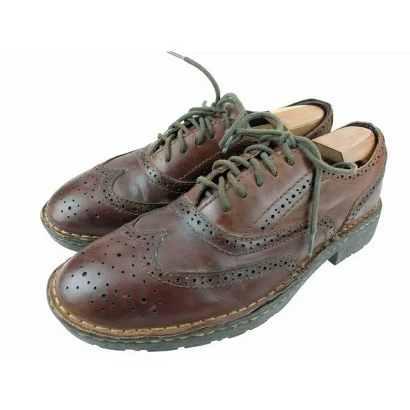 Born Brown Lace-Up Leather Brogue Wingtip 8.5