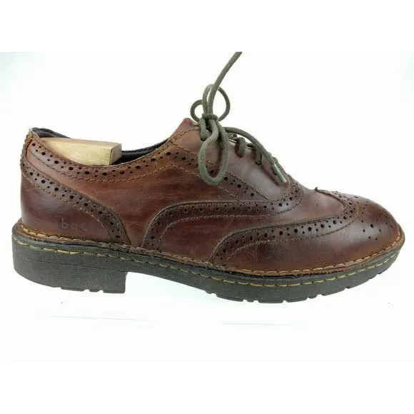 Born Brown Lace-Up Leather Brogue Wingtip 8.5