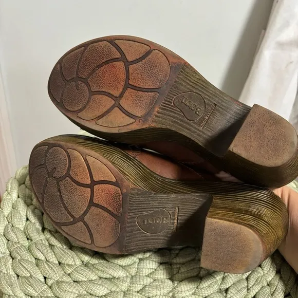 Born Brown Leather Patchwork Slip On Mule Clogs