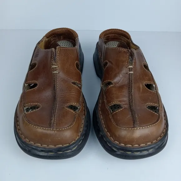 Born Clogs Womens Size EU 38 US 7 Brown Leather Casual Comfort Slip On Fisherman