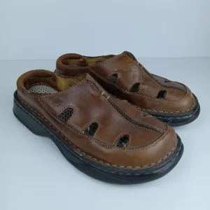 Born Clogs Womens Size EU 38 US 7 Brown Leather Casual Comfort Slip On Fisherman