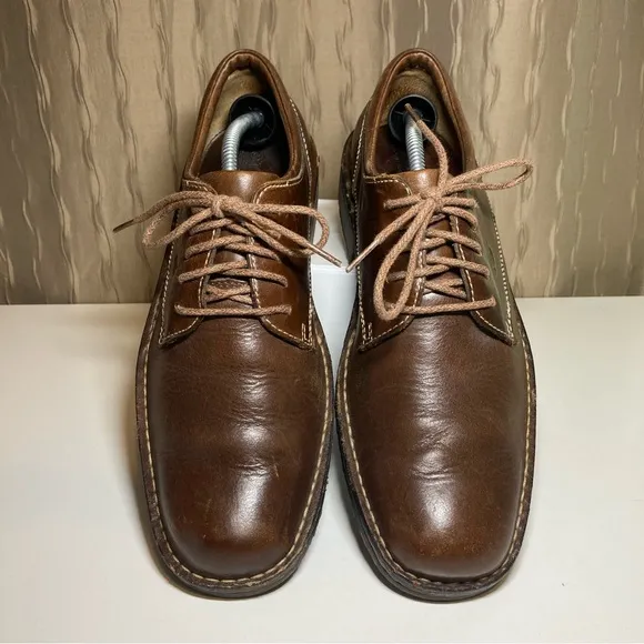 Born Men's 9.5 Casual Oxford Brown Leather Lace Up Round Toe Work M6031 G4