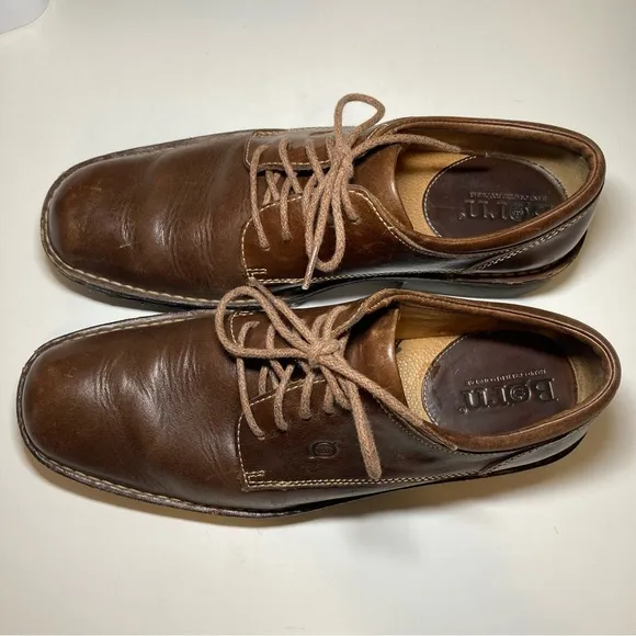Born Men's 9.5 Casual Oxford Brown Leather Lace Up Round Toe Work M6031 G4
