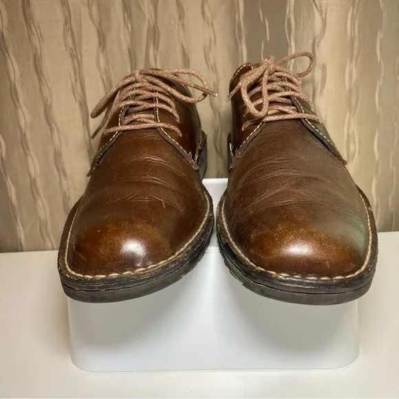 Born Men's 9.5 Casual Oxford Brown Leather Lace Up Round Toe Work M6031 G4