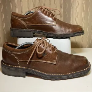 Born Men's 9.5 Casual Oxford Brown Leather Lace Up Round Toe Work M6031 G4