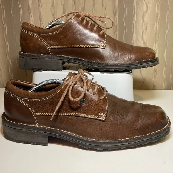 Born Men's 9.5 Casual Oxford Brown Leather Lace Up Round Toe Work M6031 G4