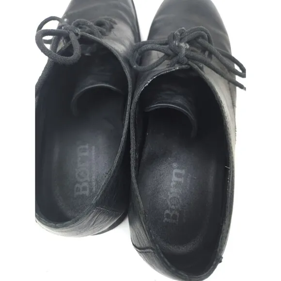 Born Mens Oxfords Shoes  Black Leather Lace Up Round Toe 13 M