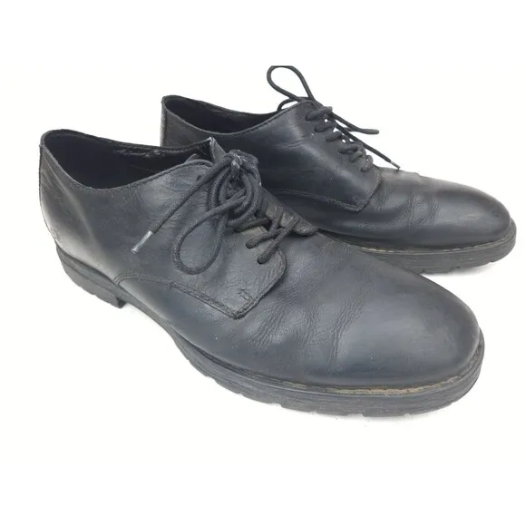 Born Mens Oxfords Shoes  Black Leather Lace Up Round Toe 13 M