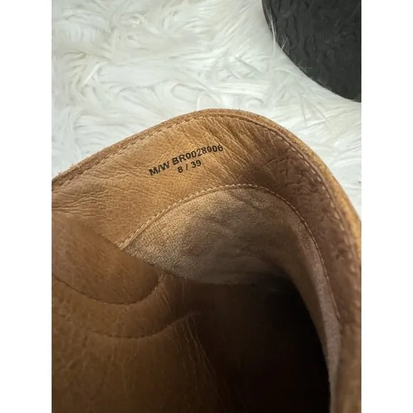 Born Size 8 Banyan Brown Leather Slip‎ On Clogs Comfort Shoe Buckle Distressed
