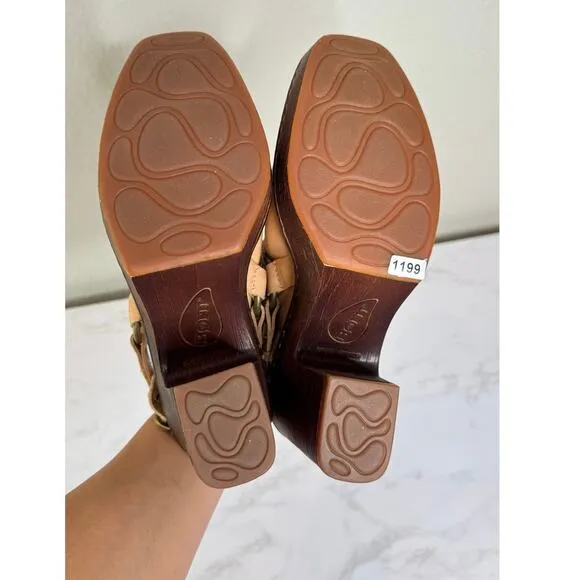 Born Sling Back Leather Clog Platform Size 7M Cognac
