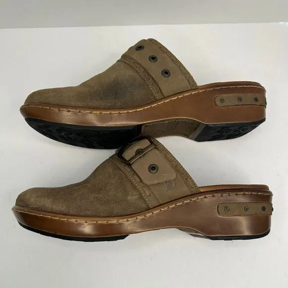 Born women's Banyan brown leather buckle strap comfort clogs size 10 (42)