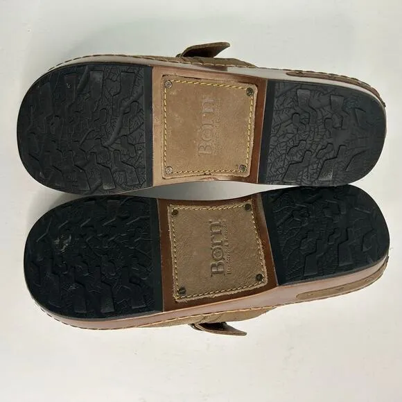 Born women's Banyan brown leather buckle strap comfort clogs size 10 (42)