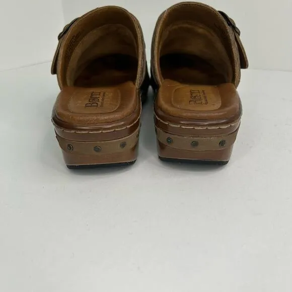 Born women's Banyan brown leather buckle strap comfort clogs size 10 (42)
