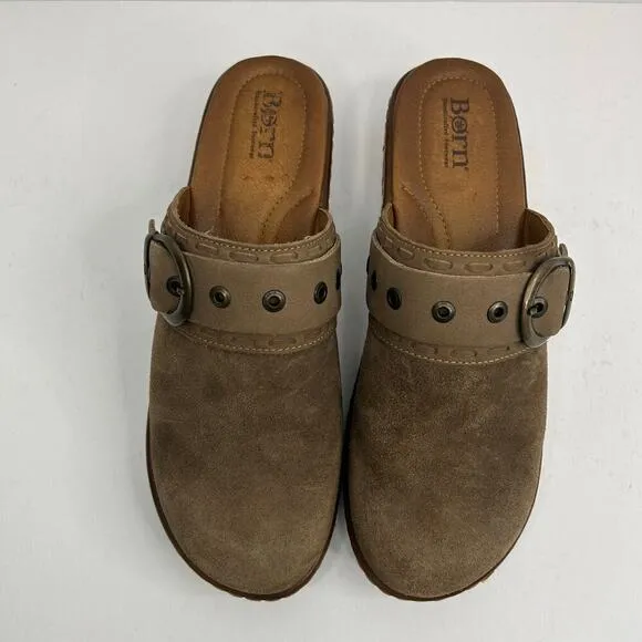 Born women's Banyan brown leather buckle strap comfort clogs size 10 (42)