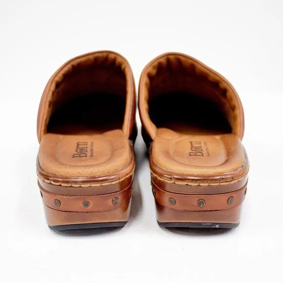 BORN Yucatan Women's Leather Brown Ginger Clogs Size 9