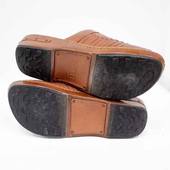 BORN Yucatan Women's Leather Brown Ginger Clogs Size 9