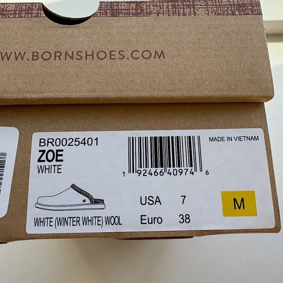 Born Zoe Clogs Shearling Wool Slip On Winter White Size 7 NEW