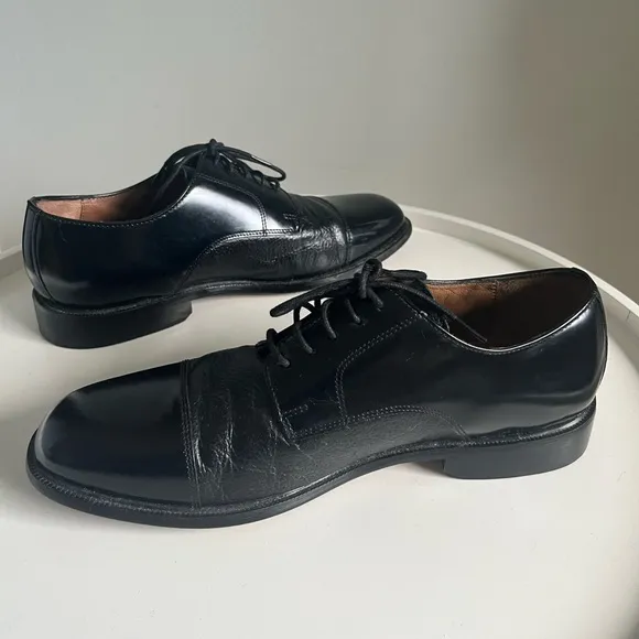 BOSTONIAN Classics First Flex Leather Cap Toe Black Oxfords Men's 8.5M