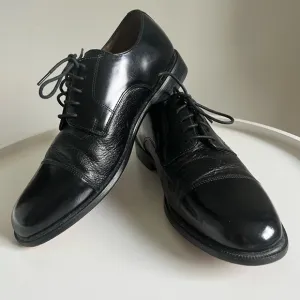 BOSTONIAN Classics First Flex Leather Cap Toe Black Oxfords Men's 8.5M