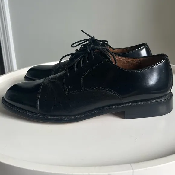 BOSTONIAN Classics First Flex Leather Cap Toe Black Oxfords Men's 8.5M