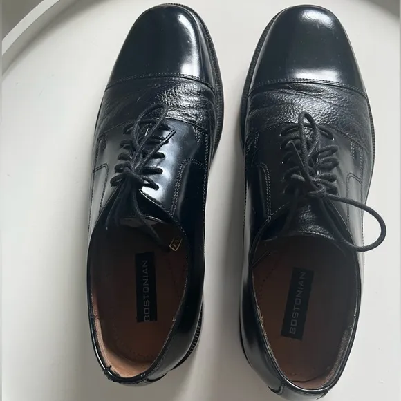 BOSTONIAN Classics First Flex Leather Cap Toe Black Oxfords Men's 8.5M