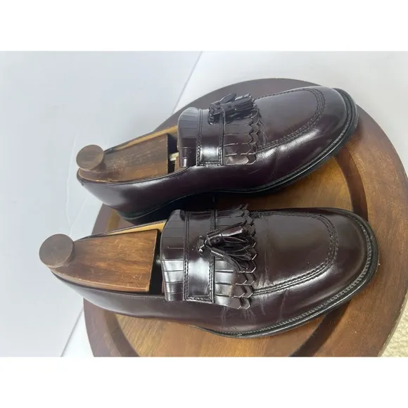 Bostonian Delta 25198 Burgundy Leather Kiltie Tassel Loafers Mens 10 1/2 Wide