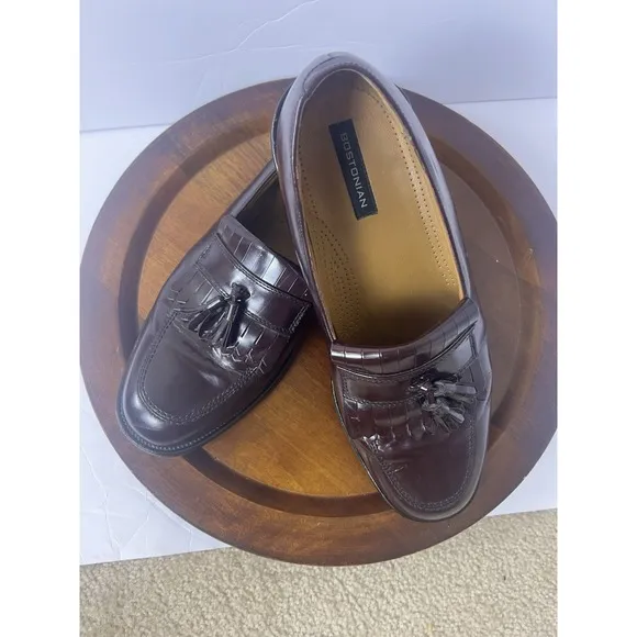 Bostonian Delta 25198 Burgundy Leather Kiltie Tassel Loafers Mens 10 1/2 Wide