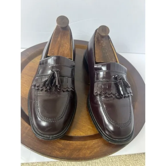 Bostonian Delta 25198 Burgundy Leather Kiltie Tassel Loafers Mens 10 1/2 Wide