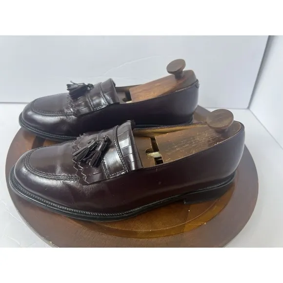 Bostonian Delta 25198 Burgundy Leather Kiltie Tassel Loafers Mens 10 1/2 Wide