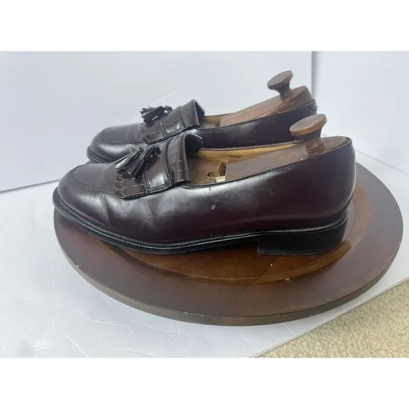 Bostonian Delta 25198 Burgundy Leather Kiltie Tassel Loafers Mens 10 1/2 Wide
