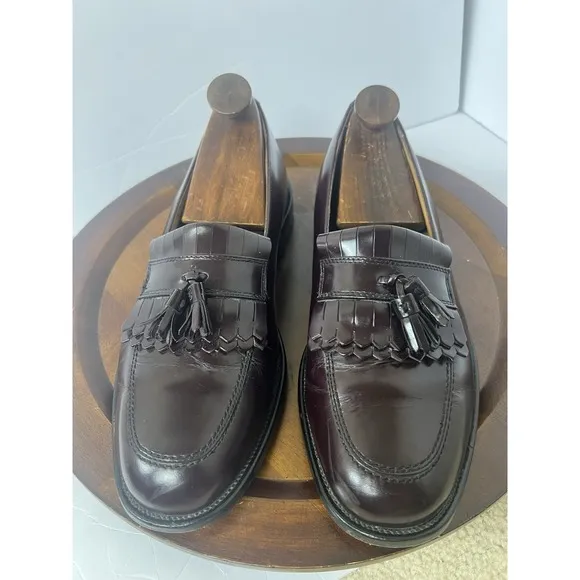 Bostonian Delta 25198 Burgundy Leather Kiltie Tassel Loafers Mens 10 1/2 Wide