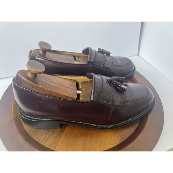 Bostonian Delta 25198 Burgundy Leather Kiltie Tassel Loafers Mens 10 1/2 Wide