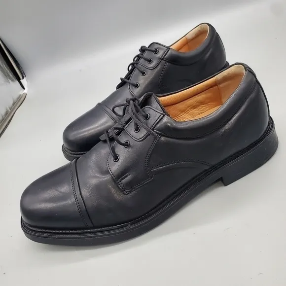 BOSTONIAN SHOES MEN 11M STRADA BLACK PREMIUM ITALIAN LEATHER CAP TOE OXFORDS
