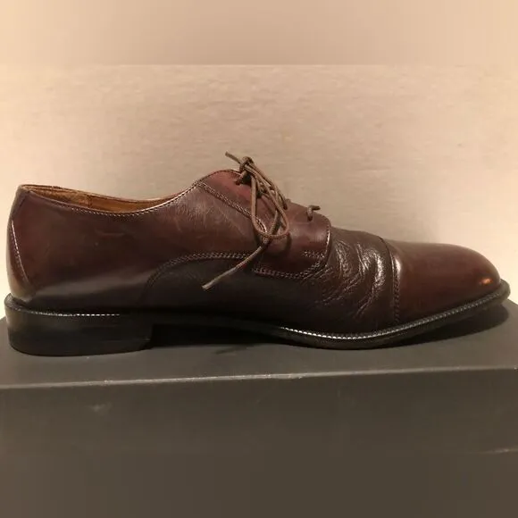 BOSTONIAN Size 11.5M Florentine Marco Leather Toe Caps Oxfords Burgundy