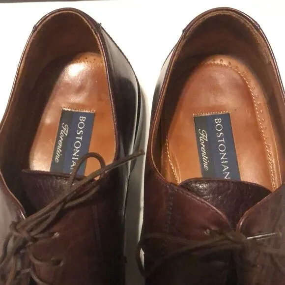 BOSTONIAN Size 11.5M Florentine Marco Leather Toe Caps Oxfords Burgundy