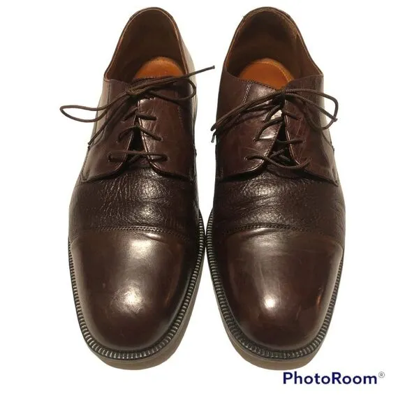 BOSTONIAN Size 11.5M Florentine Marco Leather Toe Caps Oxfords Burgundy