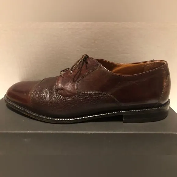 BOSTONIAN Size 11.5M Florentine Marco Leather Toe Caps Oxfords Burgundy