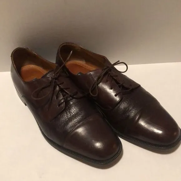 BOSTONIAN Size 11.5M Florentine Marco Leather Toe Caps Oxfords Burgundy