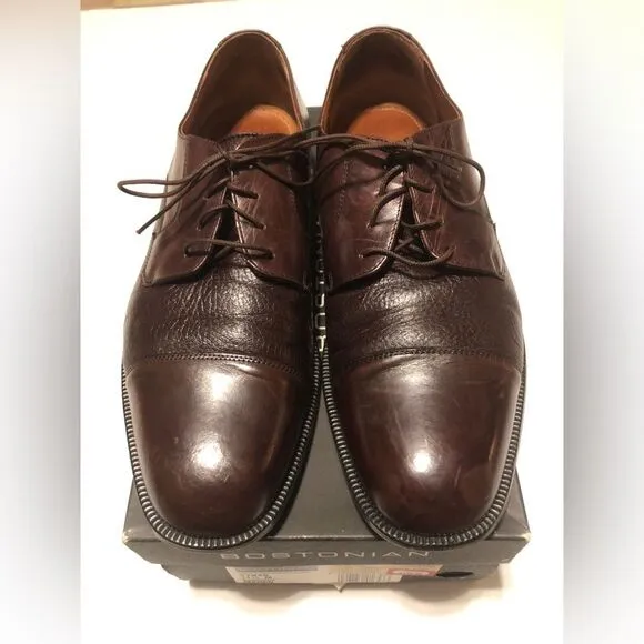 BOSTONIAN Size 11.5M Florentine Marco Leather Toe Caps Oxfords Burgundy