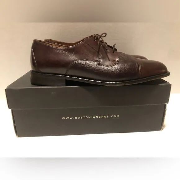 BOSTONIAN Size 11.5M Florentine Marco Leather Toe Caps Oxfords Burgundy