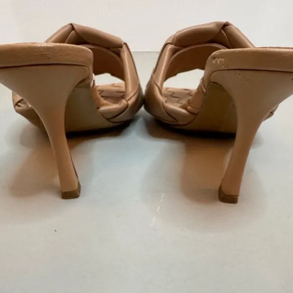 Bottega-Inspired Padded Mules | Light Beige | Size 6 | Chic Minimalist Heel