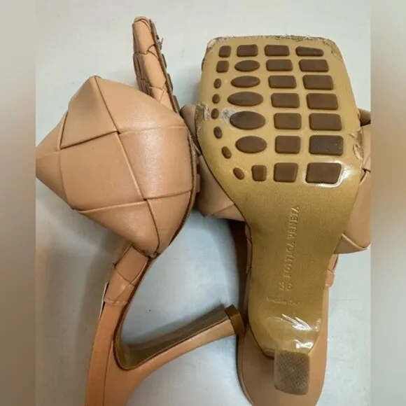 Bottega-Inspired Padded Mules | Light Beige | Size 6 | Chic Minimalist Heel