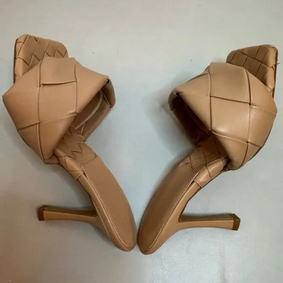 Bottega-Inspired Padded Mules | Light Beige | Size 6 | Chic Minimalist Heel