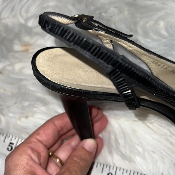 BOTTEGA VENETA Black Satin and Leather Slingback Heels