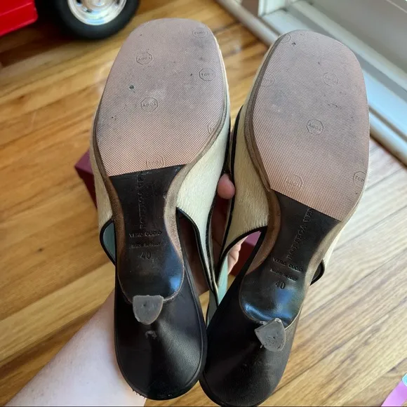 Bottega Veneta Vintage Closed Toe Furry Slingback Heels