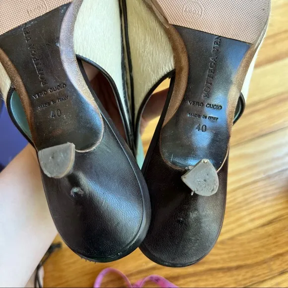 Bottega Veneta Vintage Closed Toe Furry Slingback Heels