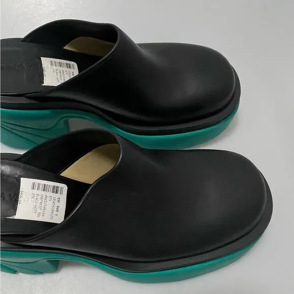 Bottega Veneta Wardrobe 02 Flash Contrast Sole Mules Black Green Women’s 7